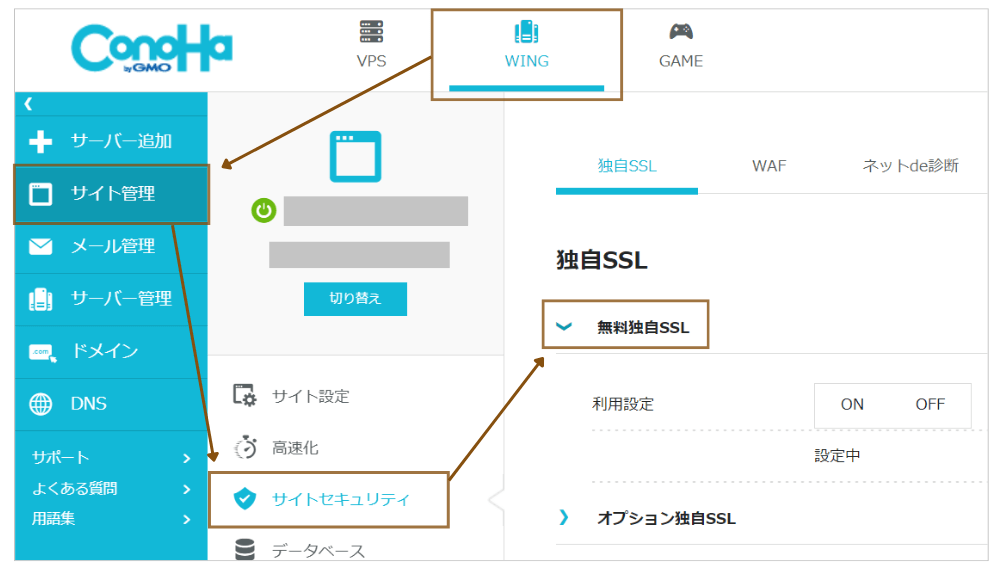 ConoHa管理画面